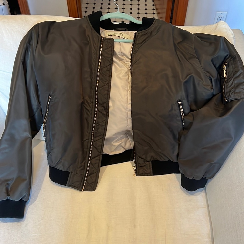 Green Zara bomber jacket